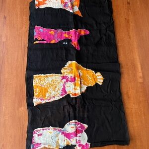 Black Scarf with Colorful Abstract Design